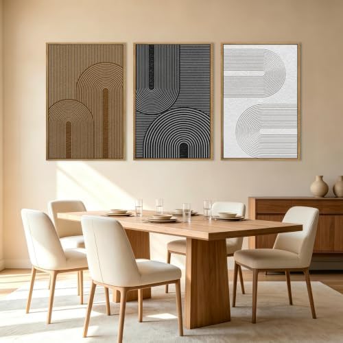 Extra Large Abstract Modern Wall Art Framed Dark Wall Painting Neutral Print - Image 3