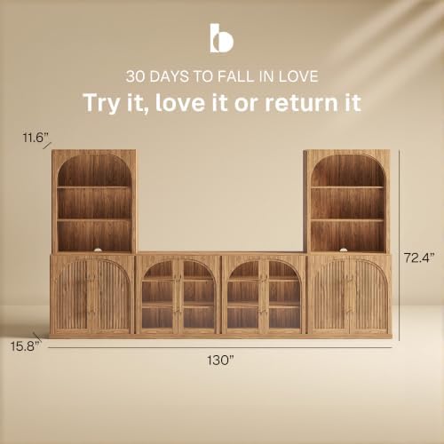 BELLEZE Jagger 130" Wall Unit 5-Piece Modular TV Stand - Image 2