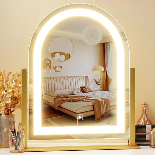 Gvnkvn Arched 17.2 in Lighted Makeup Mirror, 10X Magnifiers by Gvnkvnlightupyourhome