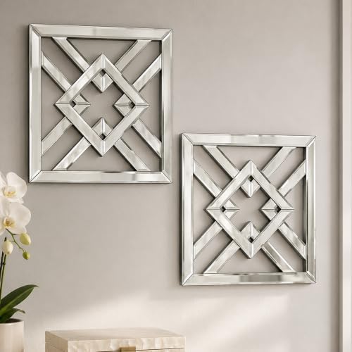 Square Decorative Wall Mirror 12 x 12 Inch, Modern Wall Mounted Accent Mirror by OPULINEA