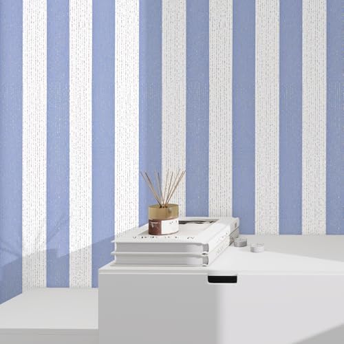 Blue Stripe Peel and Stick Wallpaper A Set of 15.7" x 1181" Blue and White - Image 6