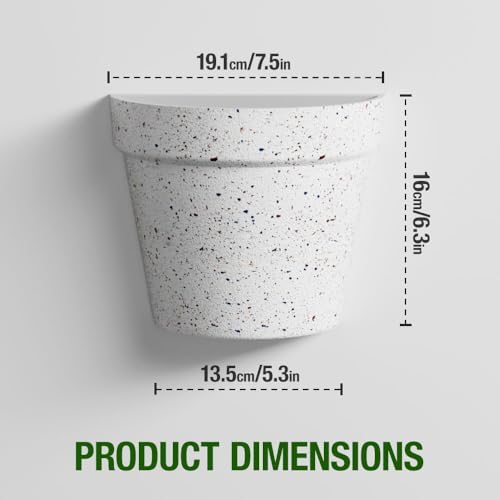 Asnext 2 Pack Wall Planter, 7.5 Inch Wall Haning Planter, Speckled White - Image 5