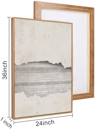 CHDITB Modern Abstract Canvas Wall Art, Neutral Framed Art Prints, Geometric - Image 5