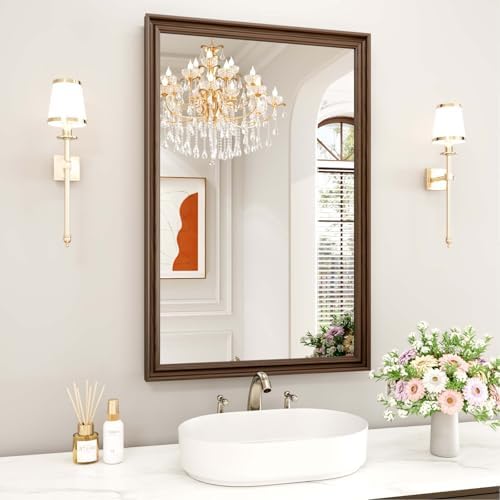 WEER Brown Bathroom Vanity Mirror 24x36 Inch by WEER