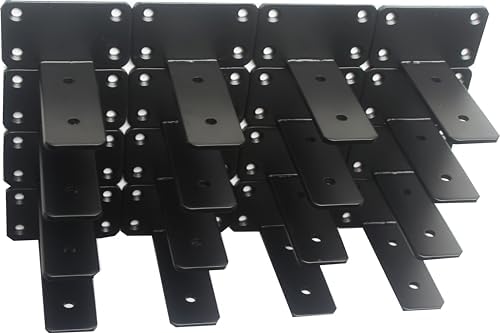16 Pack - 4 inch Black Hidden L Shelf Bracket Iron Floating Shelf Brackets by MHMYDZ