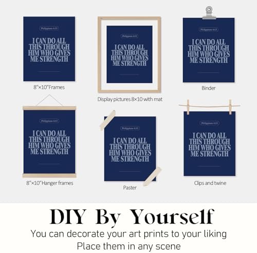 Locomiss Navy Blue Christian Modern Bible Verse Wall Art Decor Posters - Image 7