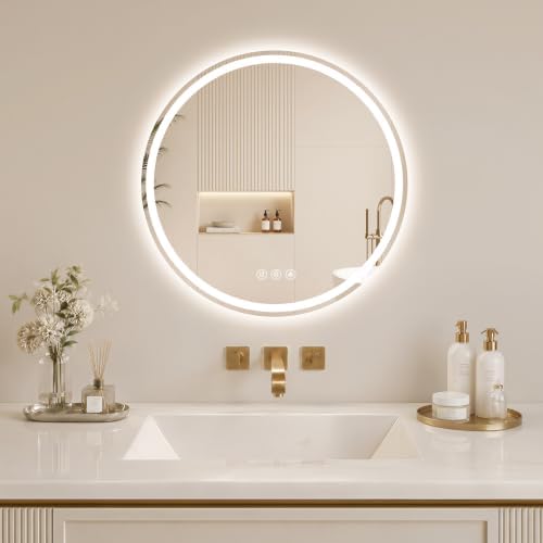 BEAUTYPEAK 20 Inch Round LED Bathroom Mirror by BEAUTYPEAK