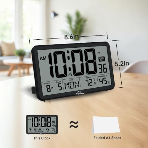 WallarGe Auto Set Digital Wall Clock Battery Operated, Auto DST - Image 2