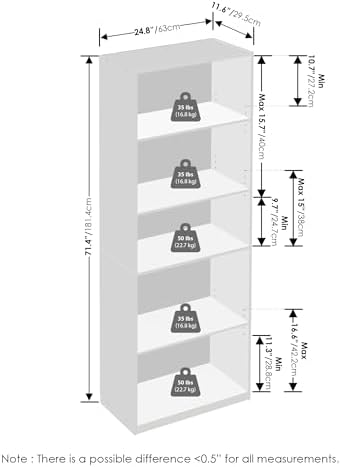 Furinno GEHRY DVD Shelf, 5-Tier CD Rack, Media Shelf - Image 2