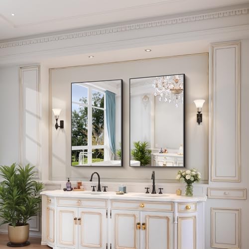 YIROMAN Bathroom Mirror 24"x40", Matte Black Bathroom Mirror - Image 2