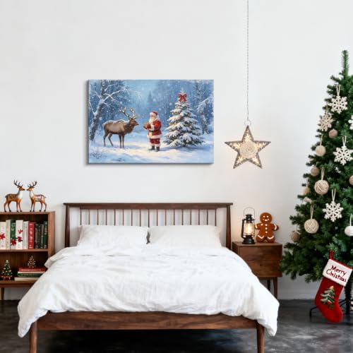 AVANT GARDE CANVAS Christmas Canvas Wall Art, Santa Claus Giving Gift to - Image 4