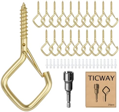 Ceiling Screw Hooks for Hanging Plants, Safety Buckle by Ticway