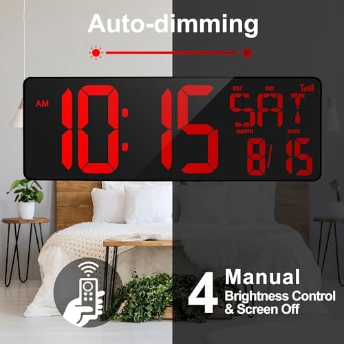 XREXS 17.2" Large Digital Wall Clock Bluetooth Sync Time - Image 5