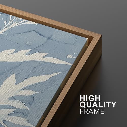 MUDECOR Framed Canvas Print Wall Art Blue Botanical Silhouette Soft Blue - Image 6