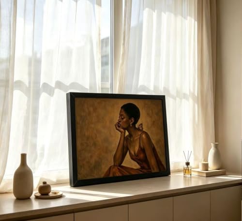 Framed Black Woman Canvas Wall Art, African American Girl Prints Painting - Image 3