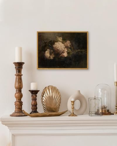 KBKBART Framed Moody Floral Wall Art, Gothic Dark Flower Painting 16x24inch - Image 4