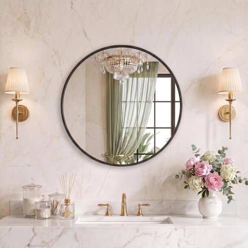 Sweetcrispy 20 Inch Round Wall Mirror, Bathroom Mirrors by Sweetcrispy