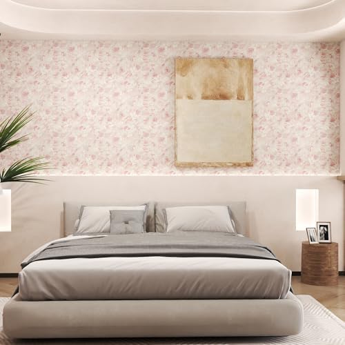 Hopepak Peel and Stick Wallpaper Floral Wallpaper Hand-Painted Pink Peony - Image 2
