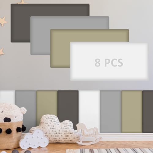Hahafelt 8 Pack Wall Padding Headboard 15.75" x 7.87" x 1.18" Grey Colors by Hahafelt
