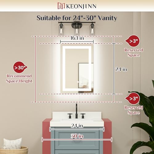 Keonjinn 16x24 Inch LED Bathroom Mirror - Image 2