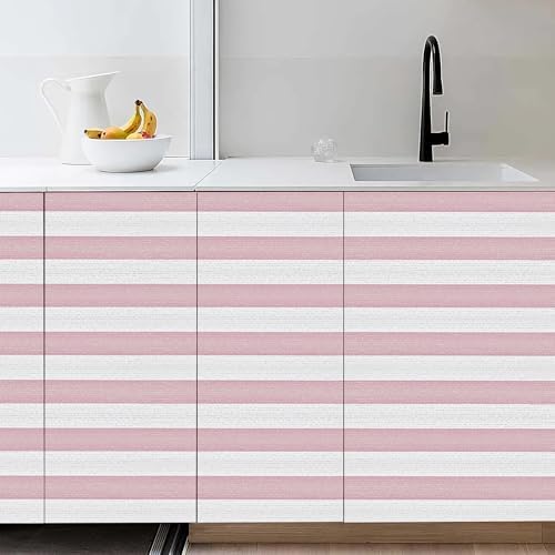 Pink and White Peel and Stick Wallpaper 15.7"x236" Modern Stripe Wallpaper - Image 2