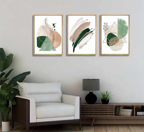Uofnvrji 3Pcs Sage Green Minimalist Geometric Abstract Posters Wall Art - Image 5
