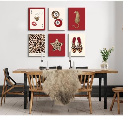 Cheetah Wall Art Red Leopard Canvas Wall Decor Y2k Trendy Coquette Poster - Image 7