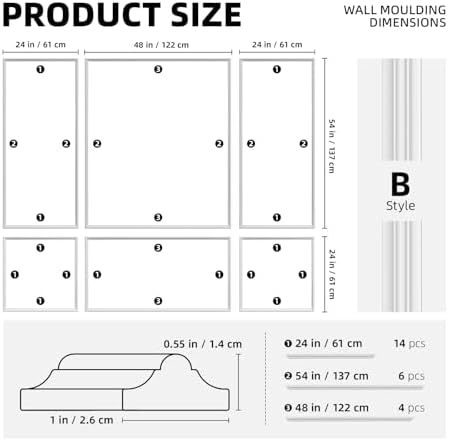 Peel and Stick Wall Molding Kit Set of 6 Frames - Image 4
