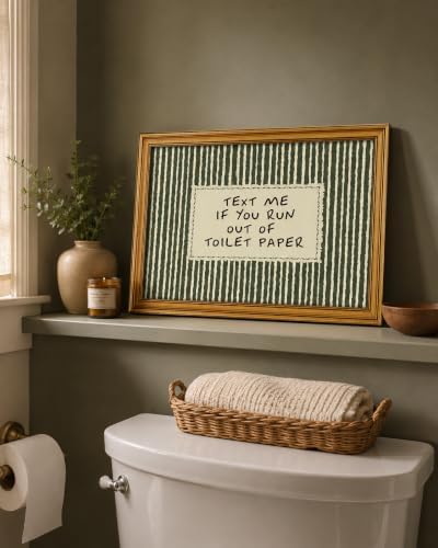 Gold Framed Wall Art, Funny Bathroom Canvas Prints, Text Me If You Run Out Of - Image 7