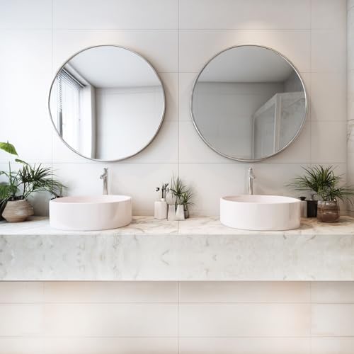 Sunniry Silver Round Mirror 24 inch, 2 Pack Circle Mirror - Image 6