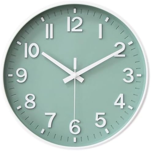 HZDHCLH 12 Inch Wall Clock Battery Operated Silent Non Ticking Green Modern by HZDHCLH