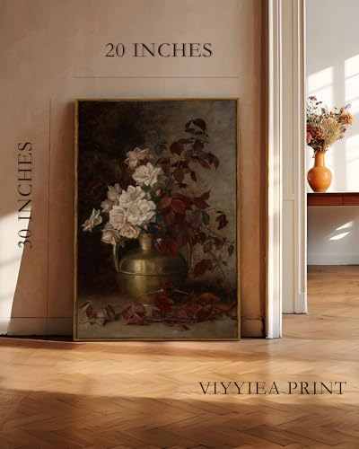VIYYIEA Vintage Floral Large Framed Wall Art, Rose Bouquet Flower Paintings - Image 5