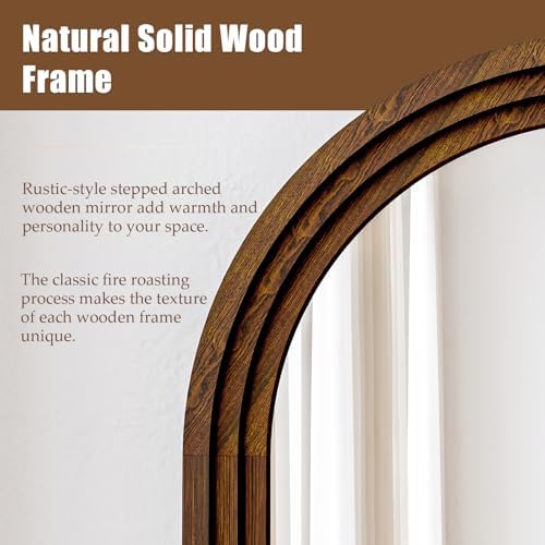 30"x71" Full Length Mirror Solid Wood Frame, Arched Floor Mirror Full Length - Image 2
