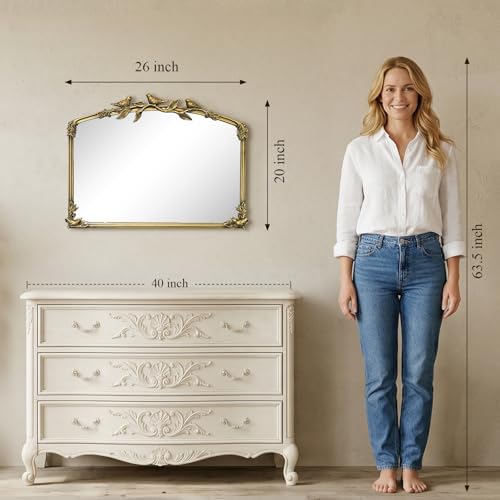 Gold Baroque Vintage Mirror for Vanity 19x25Inch Gold Antique - Image 2