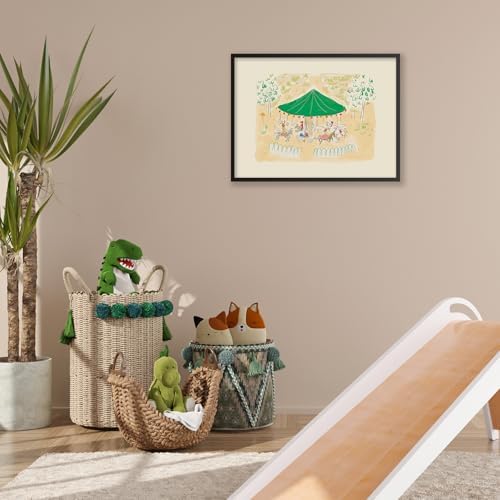 Colorful Carousel Wall Art Trendy Cute Kids Canvas Poster 16x24 inch Black - Image 5