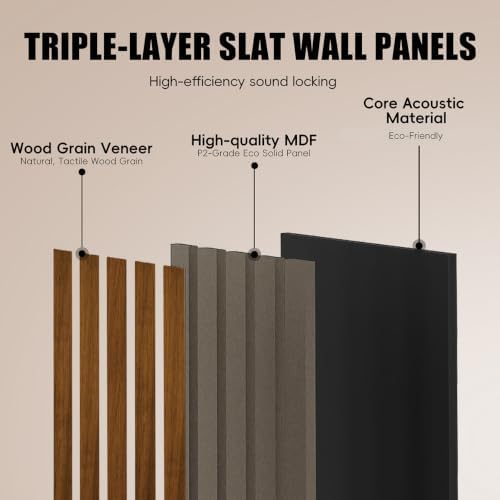 RITOLLO Wood Panels for Wall, Acoustic Wall Panels 92.5 x 11 in, 4 Pack - Image 5