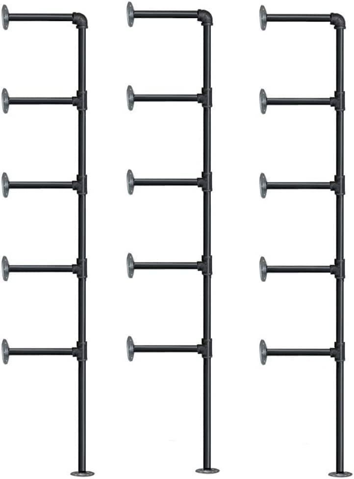 Industrial Retro Wall Mount Iron Pipe Shelf, DIY Open Bookshelf, Hung Bracket - Image 4