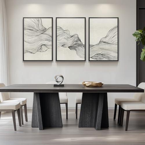 Framed Black and Beige Neutral Abstract Wall Art - Image 7