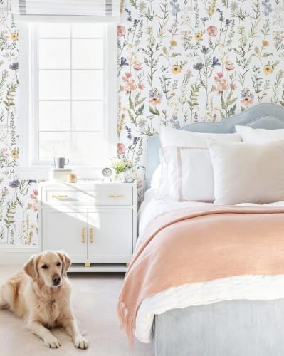 Dimoon Boho Peel and Stick Wallpaper White Floral Contact Paper 17.3x362in - Image 3