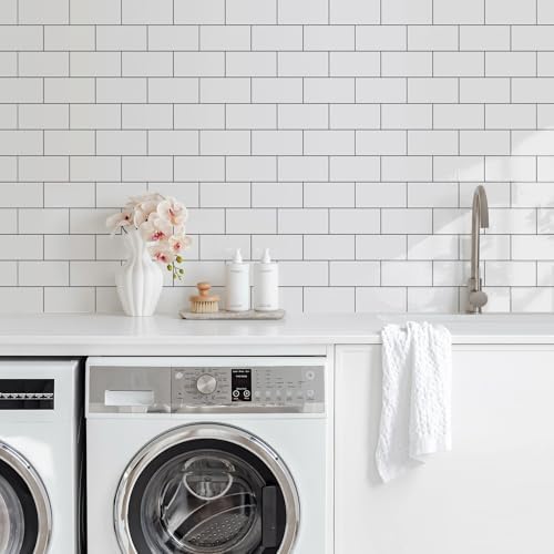 Vamos Tile 100-Piece Glossy Pure White Peel and Stick Backsplash Tile, Stick on - Image 3