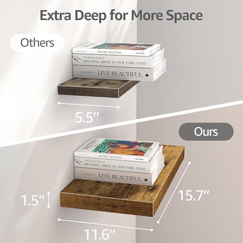 QEEIG 12" Deep Floating Projector Shelves Under TV Shelf - Image 3