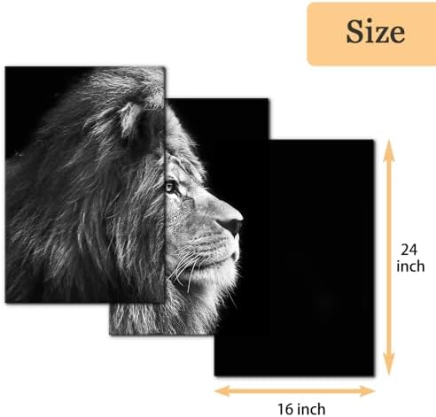 Pacimo Male Lion Canvas Wall Art Print 3 Pieces Animals Portrait Painting Wall - Image 4