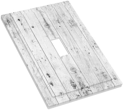 Decorative Light Switch Cover Rustic White Grey Wood Grain 1 Gang Single Toggle - Image 3