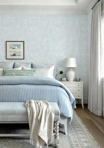 Guvana Blue and White Peel and Stick Wallpaper Floral Wallpaper Slef Adhesive - Image 4