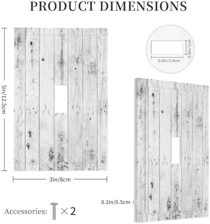 Decorative Light Switch Cover Rustic White Grey Wood Grain 1 Gang Single Toggle - Image 5