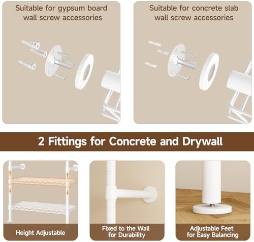 ONBRILL L2 Wall Mounted Closet System, Industrial Pipe Clothing Rack - Image 6