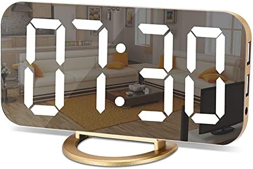 SZELAM Digital Alarm Clock, LED and Mirror Desk Clock Large Display, by SZELAM