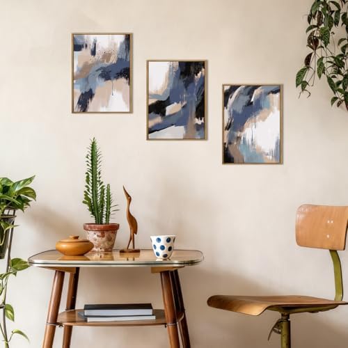 BINCUE Blue Neutral Wall Art Modern Abstract Artwork - Image 5