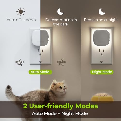 AUVON Plug-in LED Backlit Night Light 4 Packs, Motion & Dusk to Dawn Sensor - Image 2