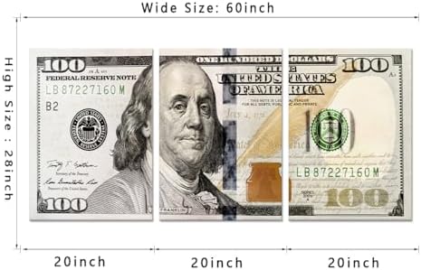 3pcs Black and White Picture Poster Prints 100 Cash Money Collection Home DéCor - Image 5